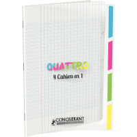 CAHIER 4 EN 1 24X32 PIQ 140P SEYES 90G 4 ONGLETS PP INCOLORE/4 SUBJECT NOTEBOOK 24X32 140P