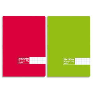 CAHIER 21X29,7 PIQ 96P SEYES 70G COUV CARTE ASSORTIS