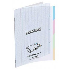 CAHIER 4 EN 1 24X32 PIQ 140P SEYES 90G 4 ONGLETS PP INCOLORE